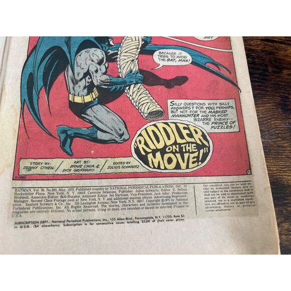 DC Comics Batman Comic Issue #263 May 1975 Vintage Cover Price Riddler Story - Picture 3 of 5